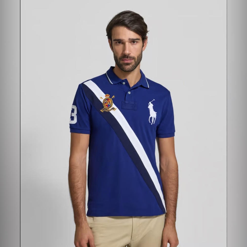 Polo Ralph Lauren Big Pony Mesh Polo Shirt, sash and striped XL
